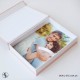 Коробка для флешки с крышкой из итальянского кожзама с логотипом
