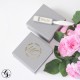 Коробочка для флешки белая с бортами из блестящей дизайнерской бумаги